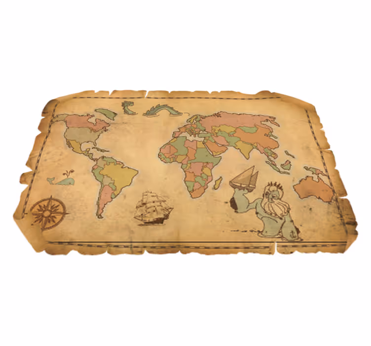 Vinylový koberec z celého světa s retro mapou světa - TenStickers