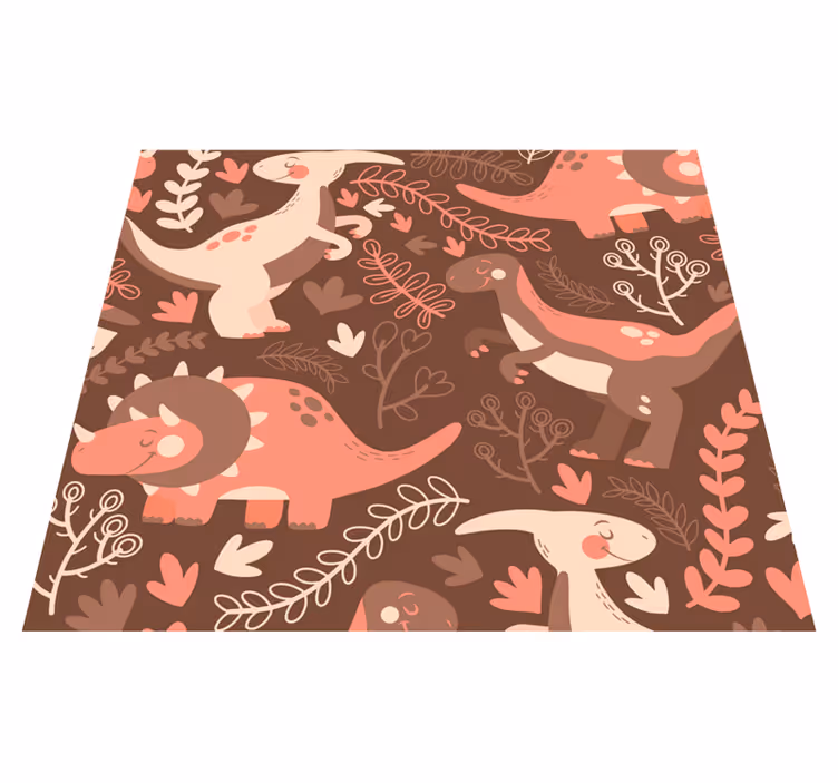 Zvířecí vinylový koberec s dinosaury a listy - TenStickers