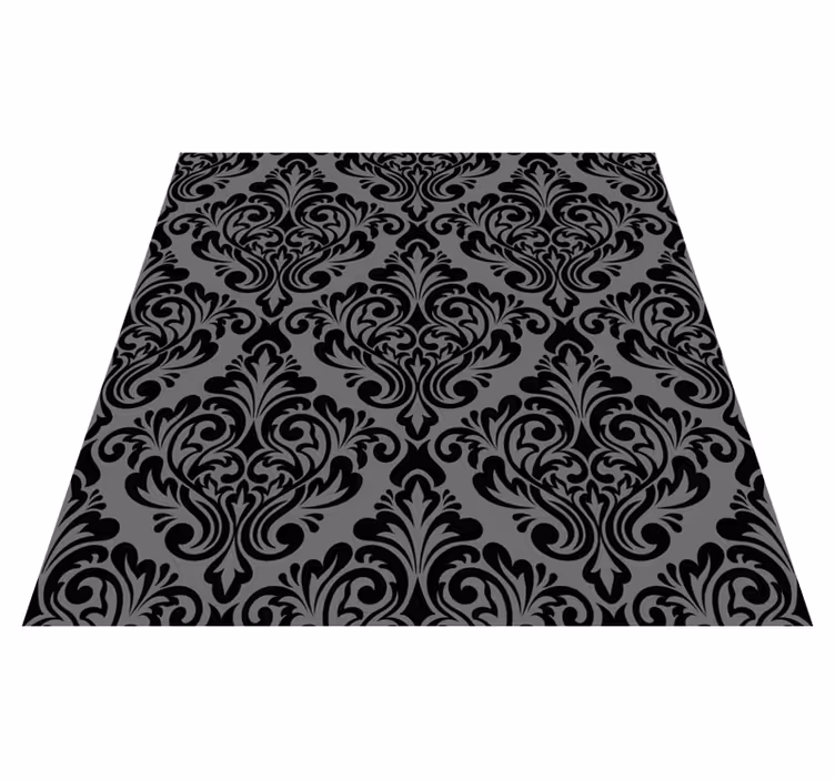 Vintage vinylový koberec černý damask - TenStickers