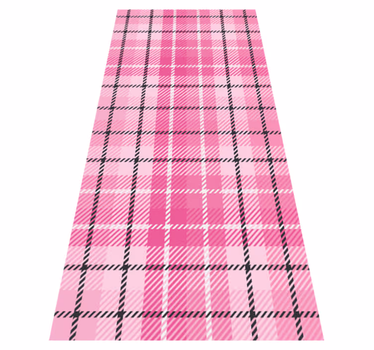 Vintage vinylový koberec růžovo-černý tartan - TenStickers