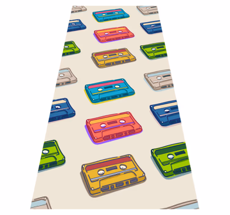 Vintage vinylový koberec s retro kazetovým vzorem - TenStickers