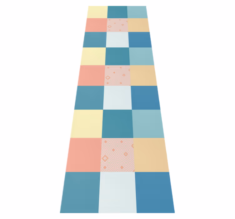 Vintage vinylový koberec barevný retro patchwork - TenStickers