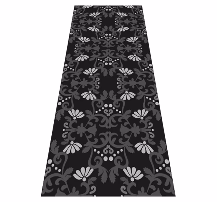 Vintage vinylový koberec černý klasický damask - TenStickers