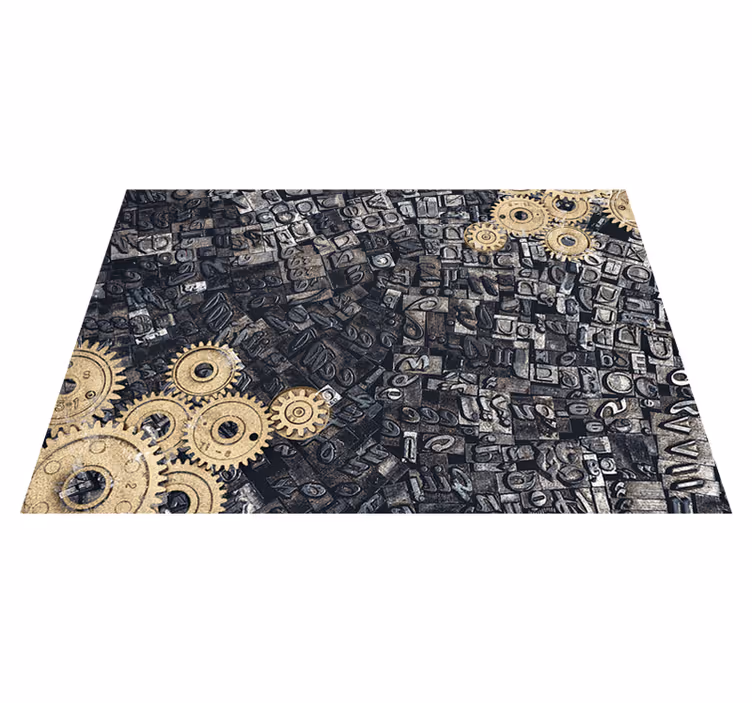 Vintage vinylový koberec 3d retro nostalgické ozubené kolo - TenStickers