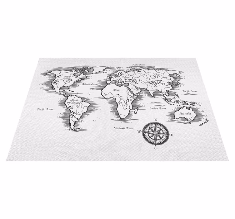 Vinylový koberec z celého světa s elegantní mapou - TenStickers