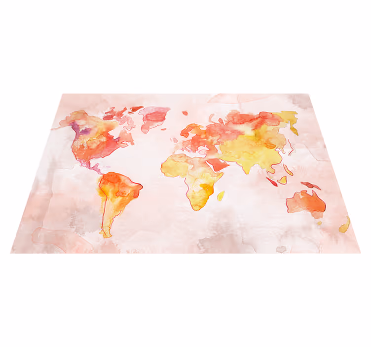 Vinylový koberec z celého světa s mapou pastelových vodovek - TenStickers