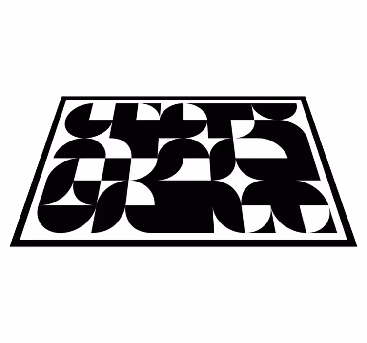 Geometrický vinylový koberec s černým kruhem - TenStickers