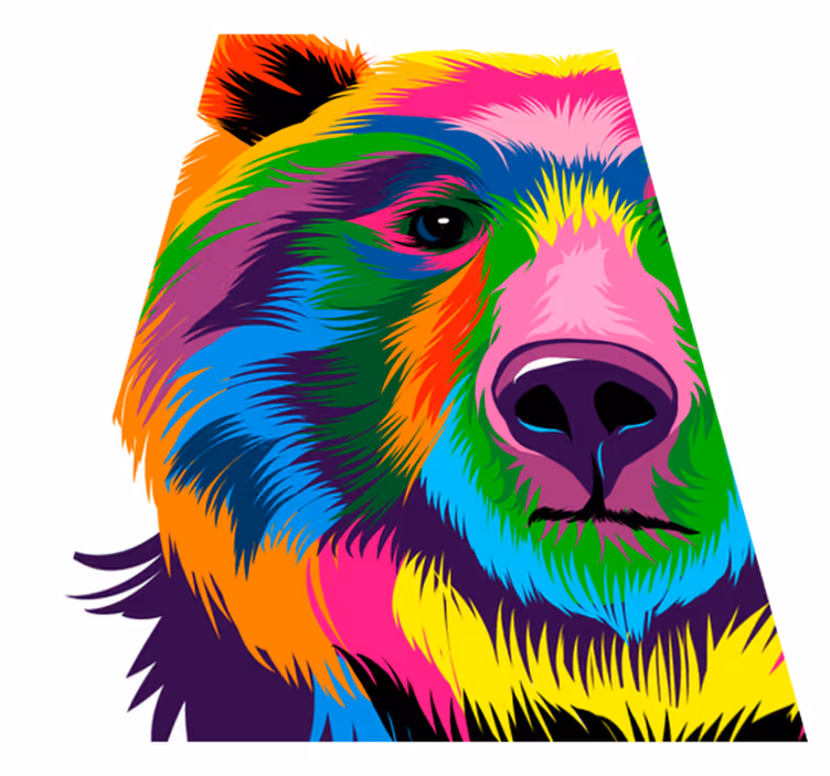 Geometrický vinylový koberec barevný medvěd - TenStickers