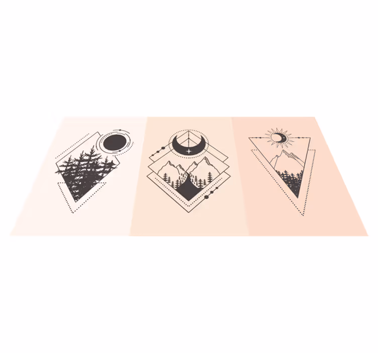 Geometrický vinylový koberec strom a měsíc - TenStickers