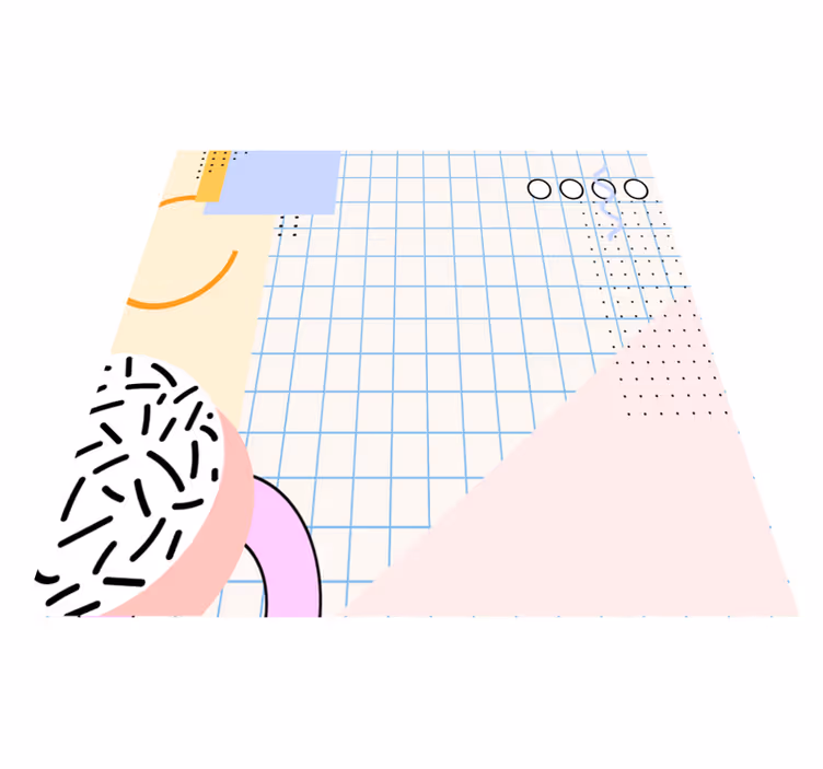 Geometrický vinylový koberec s barevnými čtverci 80. let - TenStickers