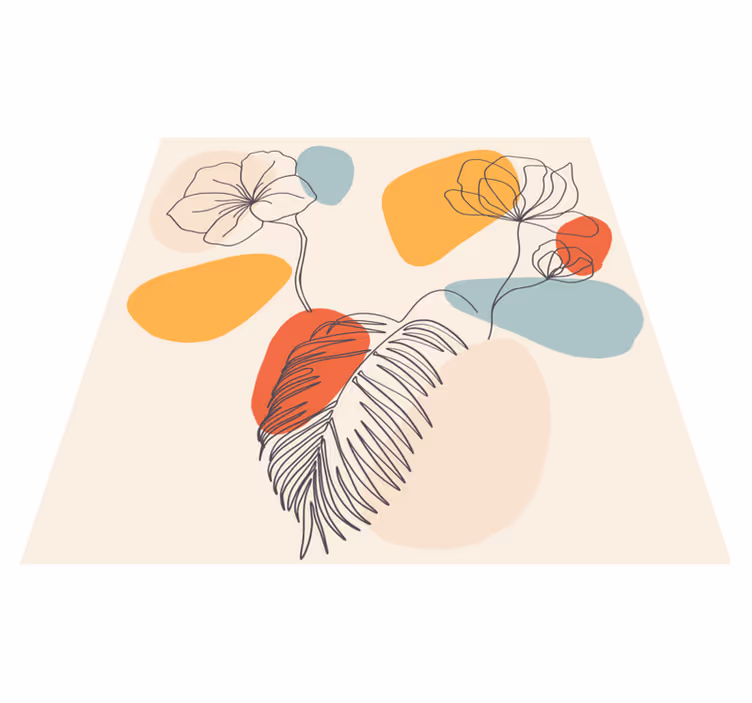 Geometrický vinylový koberec s botanickým motivem - TenStickers