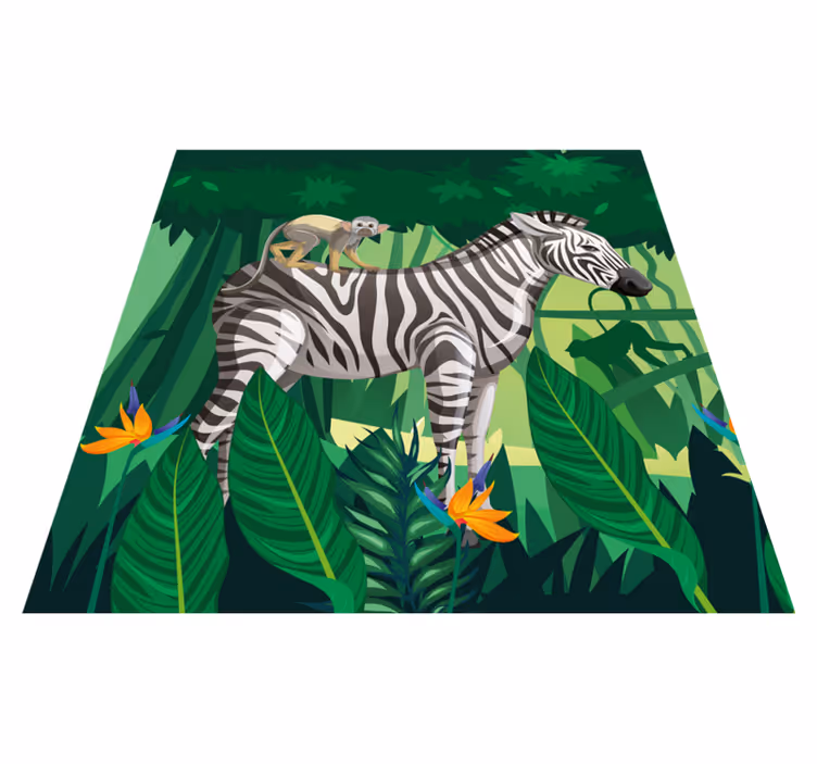Vinylový koberec pro děti Žirafa zebra a opice 4 - TenStickers