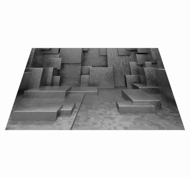 Šedý vinylový koberec geometrické abstraktní bloky - TenStickers