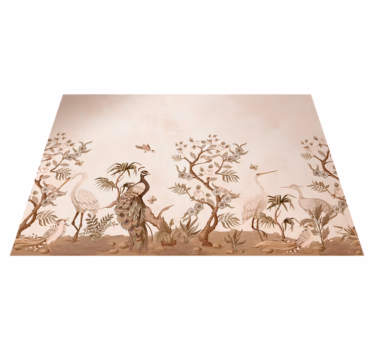 Béžový vinylový koberec vintage fauna - TenStickers