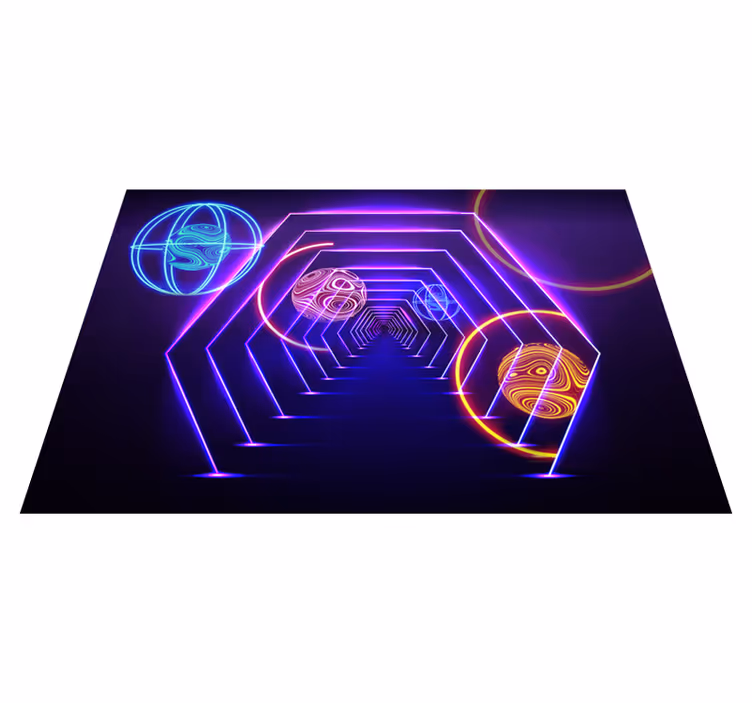Purpurový vinylový koberec neonový hexagonální tunel - TenStickers