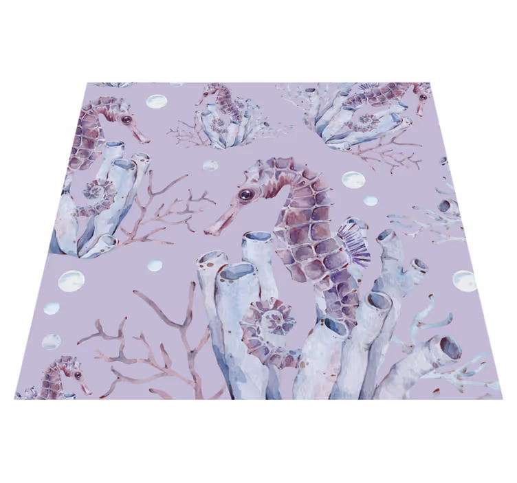 Purpurový vinylový koberec s mořským koníkem - TenStickers