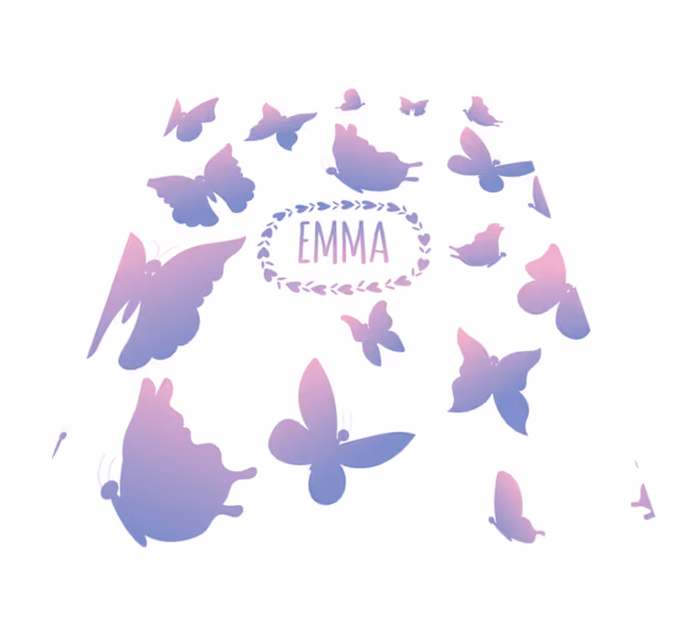 Purpurový vinylový koberec s motýlky a jménem - TenStickers