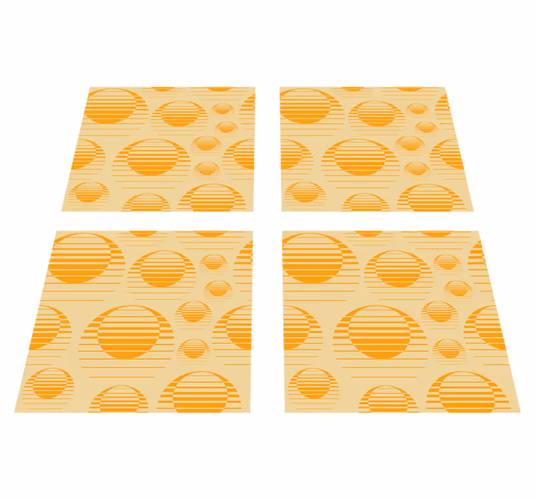 Oranžový vinylový koberec retro sluneční motiv - TenStickers