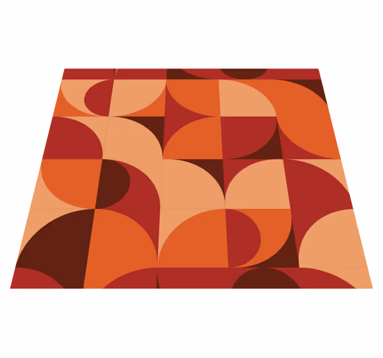 Oranžový vinylový koberec retro tisk červený - TenStickers
