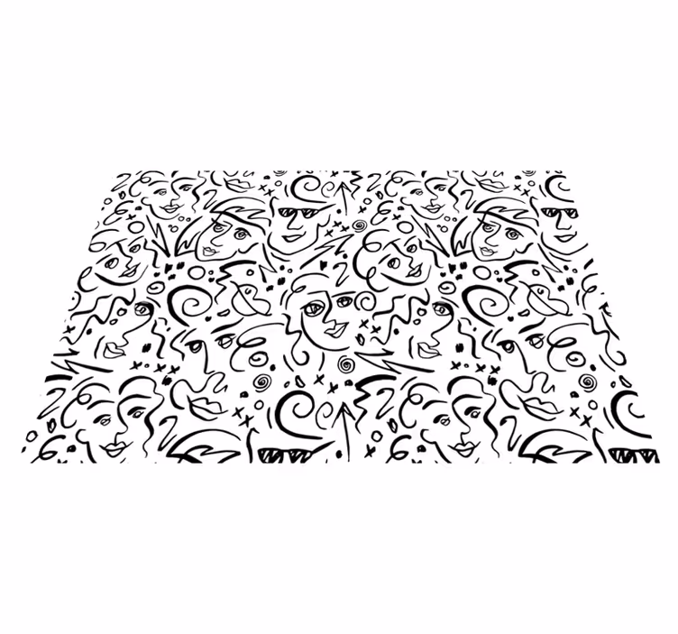 Černý vinylový koberec s graffiti v černobílé - TenStickers