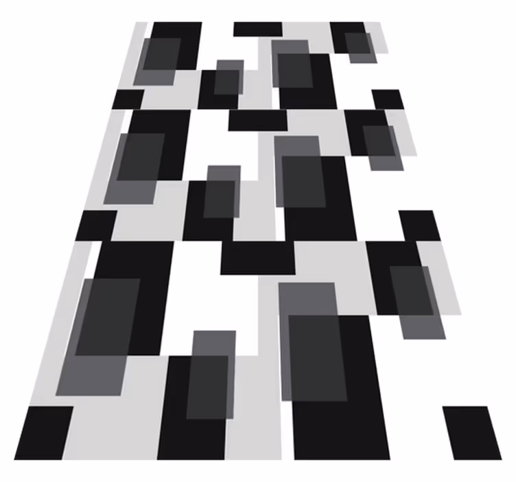 Černý vinylový koberec s černobílými bloky - TenStickers