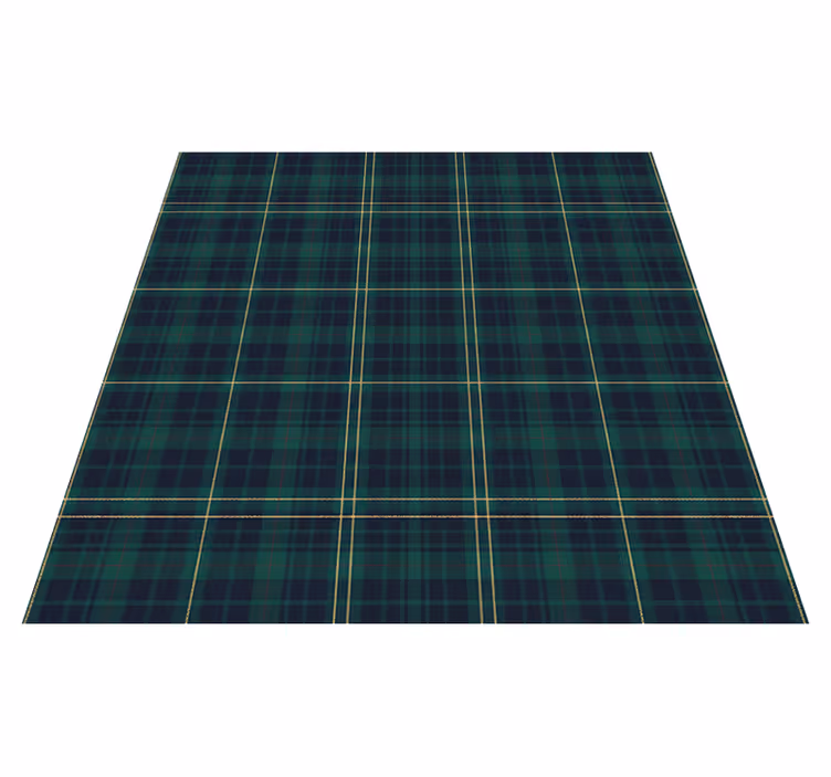 Zelený vinylový koberec tmavě zelený tartan - TenStickers