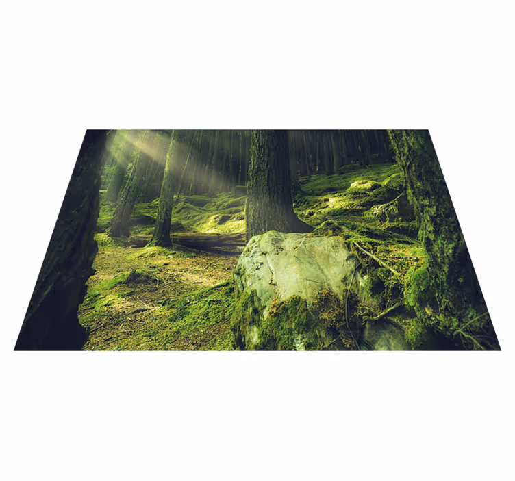 Zelený vinylový koberec s mechem a kameny v lese - TenStickers