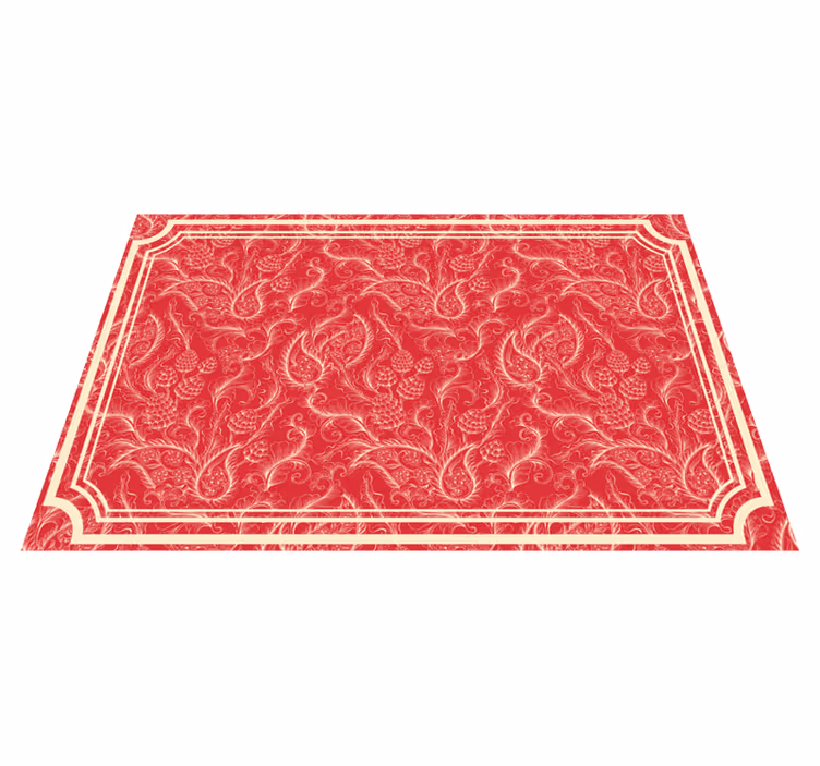 Červený vinylový koberec s paisley vzorem - TenStickers