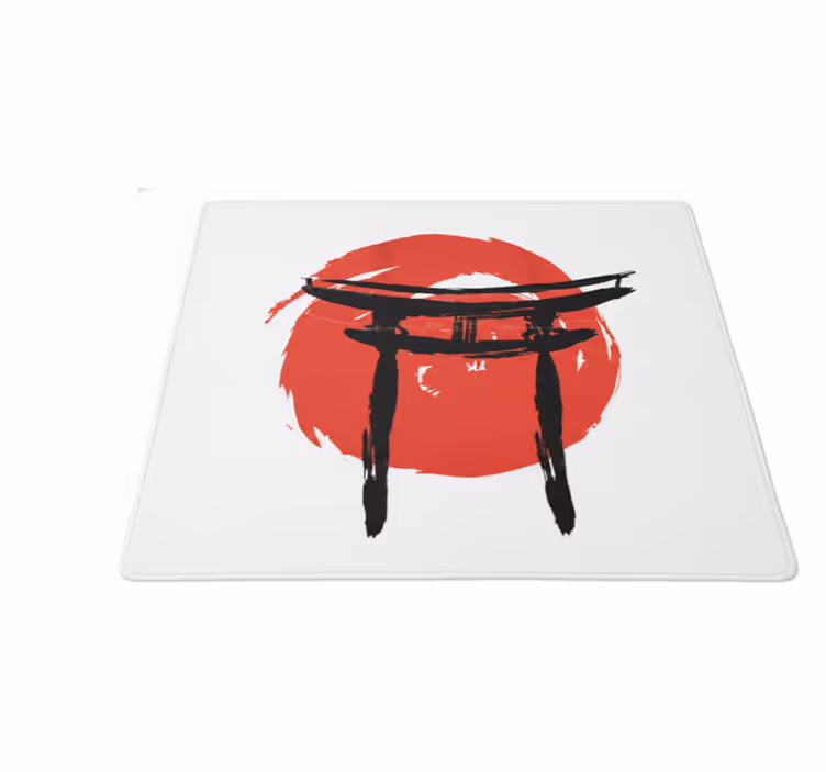 Červený vinylový koberec japonsky malovaná brána - TenStickers