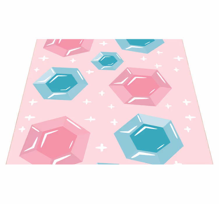 Růžový vinylový koberec s geometrickými drahokamy - TenStickers