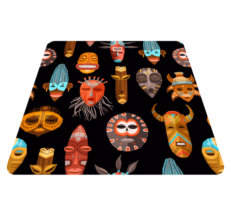 Kmenové masky etnický vinyl koberec - TenStickers