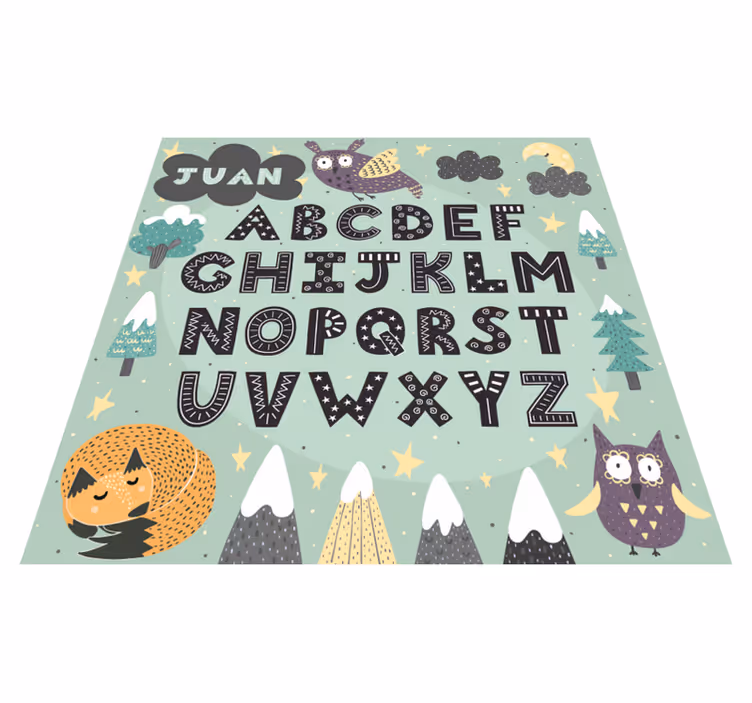 Zvířecí abeceda vinyl koberec s názvem - TenStickers