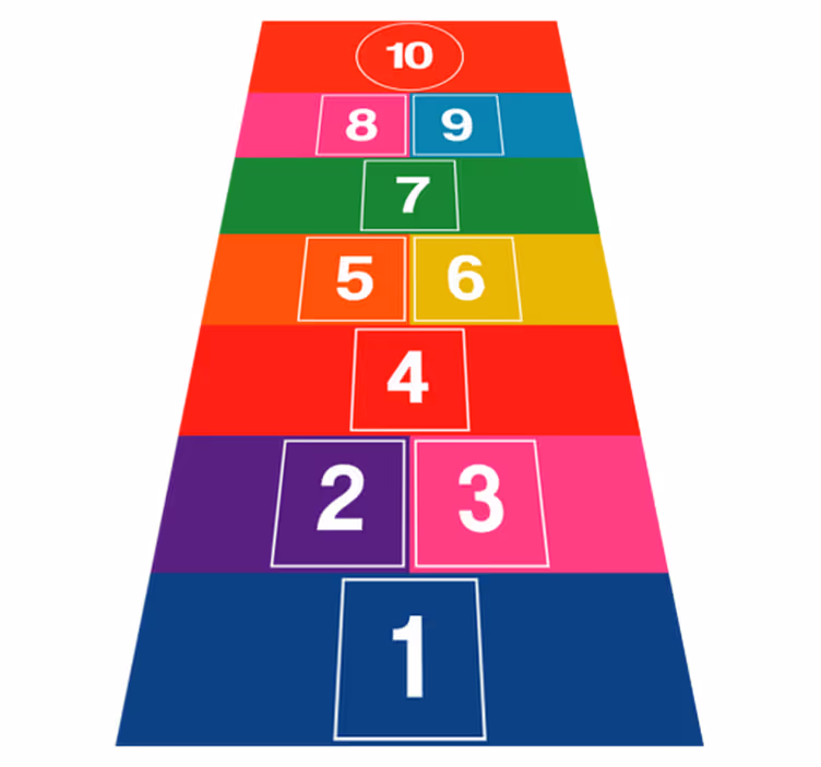 Barevné hopscotch vinyl koberec hra - TenStickers