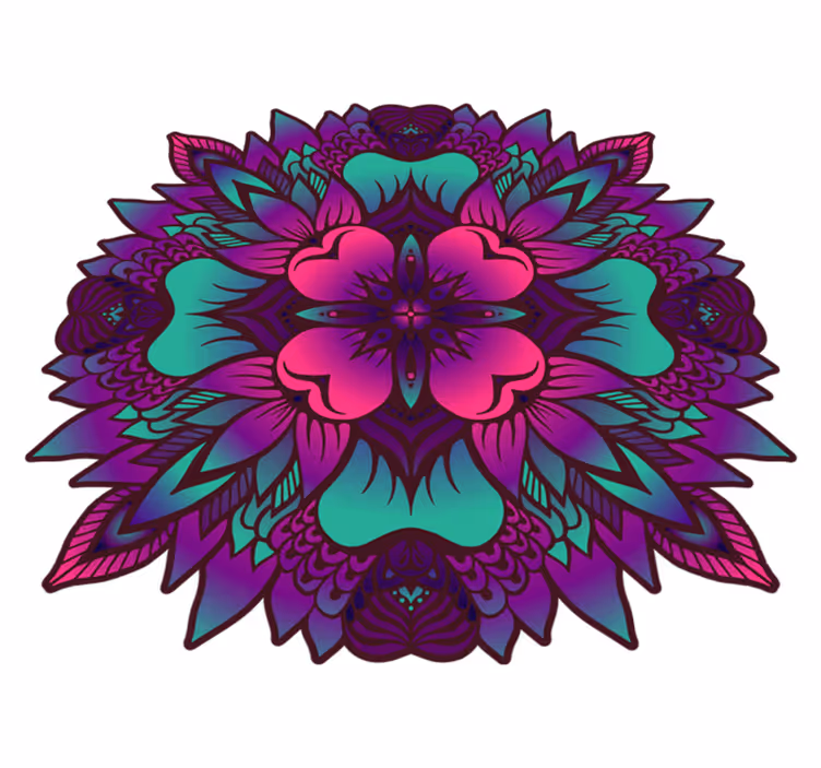 Květinový mandala lila a fialový vinyl koberec - TenStickers