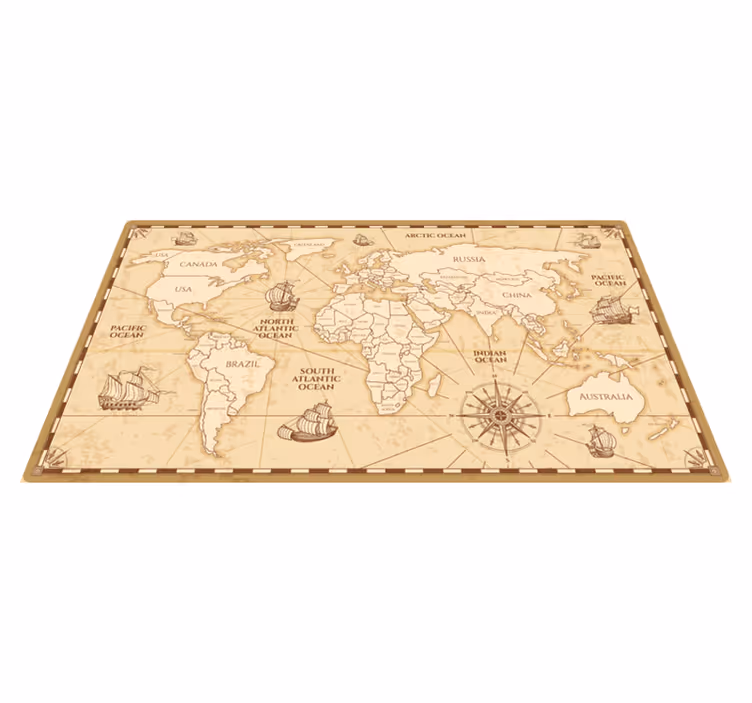 úžasný vintage mapa světa vinyl koberec - TenStickers