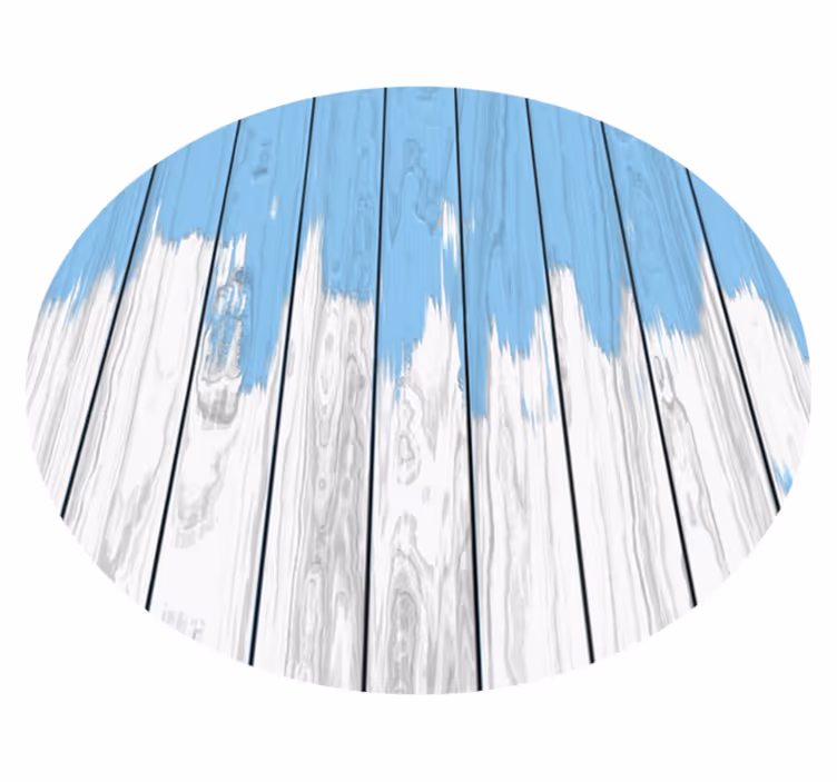 Kulatý bílý a modrý dřevěný vinyl koberec - TenStickers