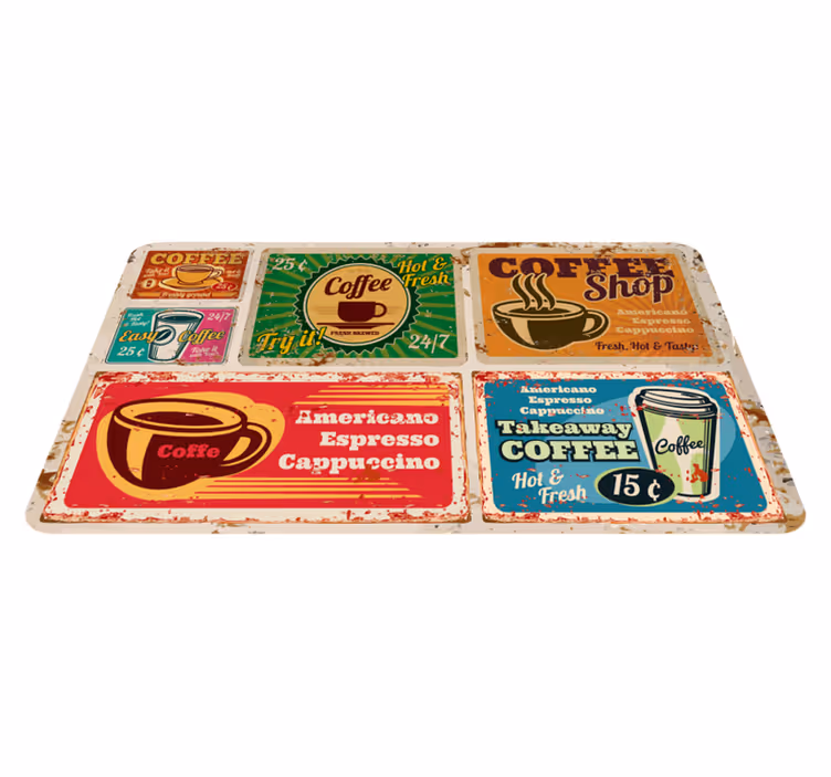Americká káva vintage vinylové koberce - TenStickers