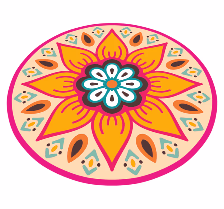 Nádherný kulatý květ mandala vinyl koberec - TenStickers