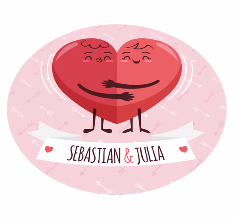 Personalizované srdce ilustrace Vinylový koberec se jmény - TenStickers