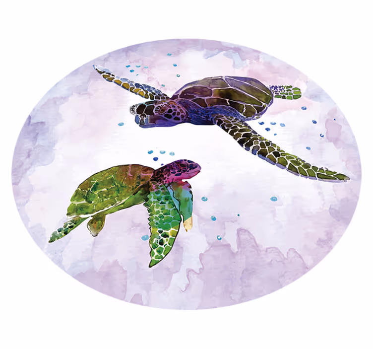 Duo mořských želv Zvířecí vinylový koberec - TenStickers