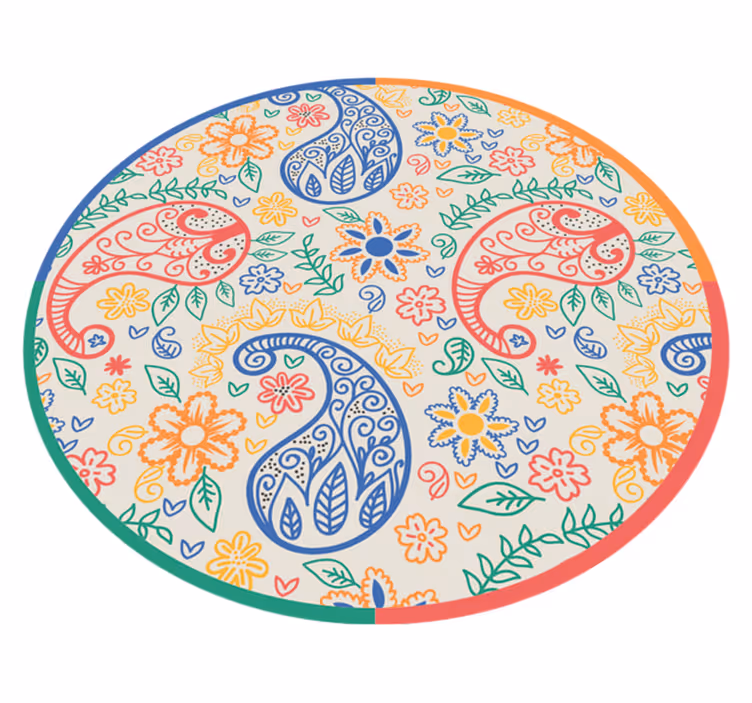 Barevný koberec z paisley vinylové ložnice - TenStickers