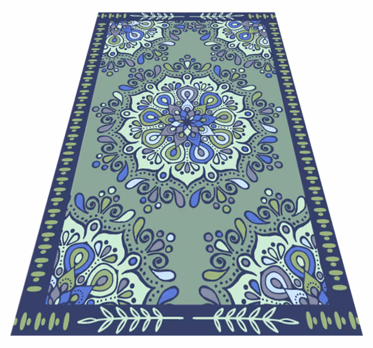 Vybledlý zelený mandala vinylový koberec - TenStickers