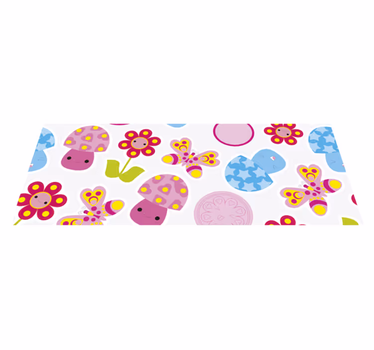 Kreslený květiny dětský vinylový koberec - TenStickers