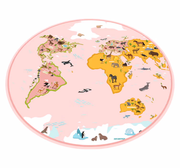 Vinylový koberec růžová mapa světa mapa světa - TenStickers
