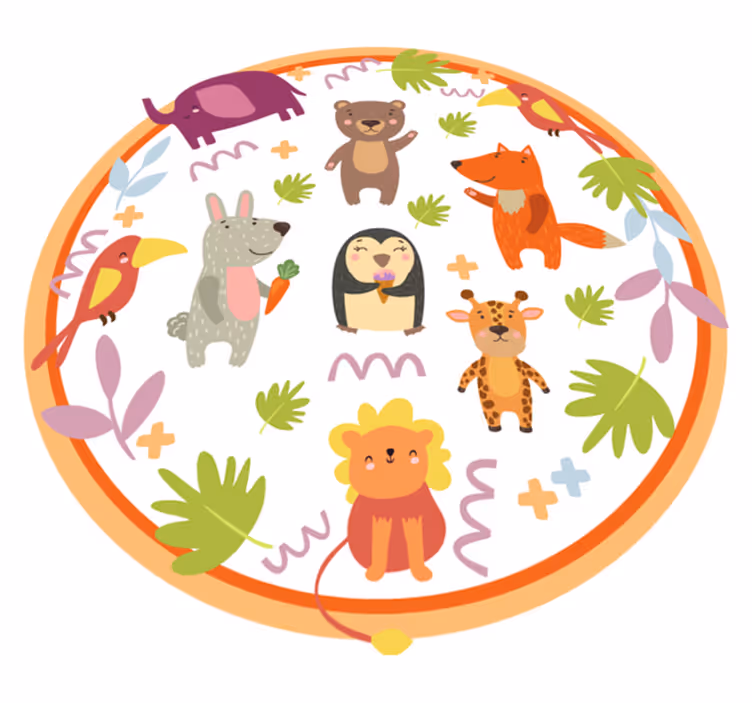 Roztomilý kreslený zoo zvířata zvířecí koberec - TenStickers