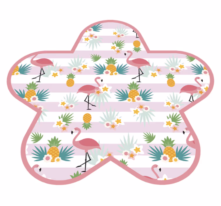 Pruhy plameňáci ananas pruhy koberec - TenStickers