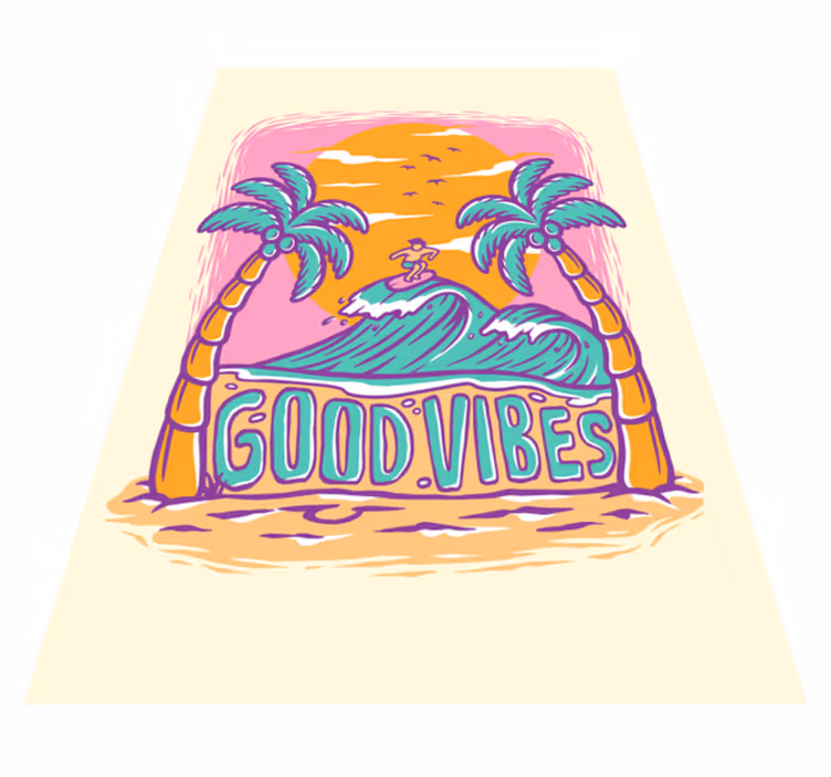 Hippie vintage vinylový koberec s pláží - TenStickers