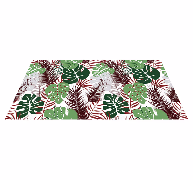 Kaštanové a zelené monstera ponechává vinylový koberec - TenStickers