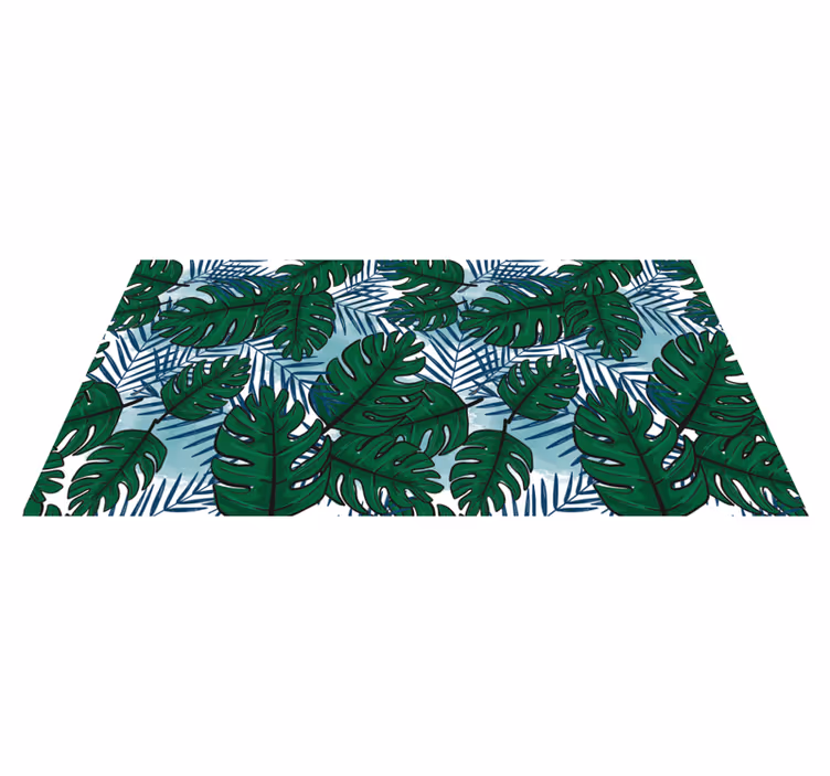 Zelený monstera modré listy přírodní vinylový koberec - TenStickers