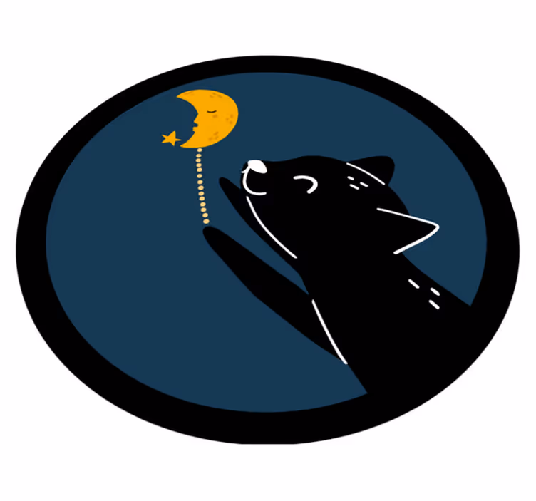 Kočka a měsíc zvířecí koberec - TenStickers